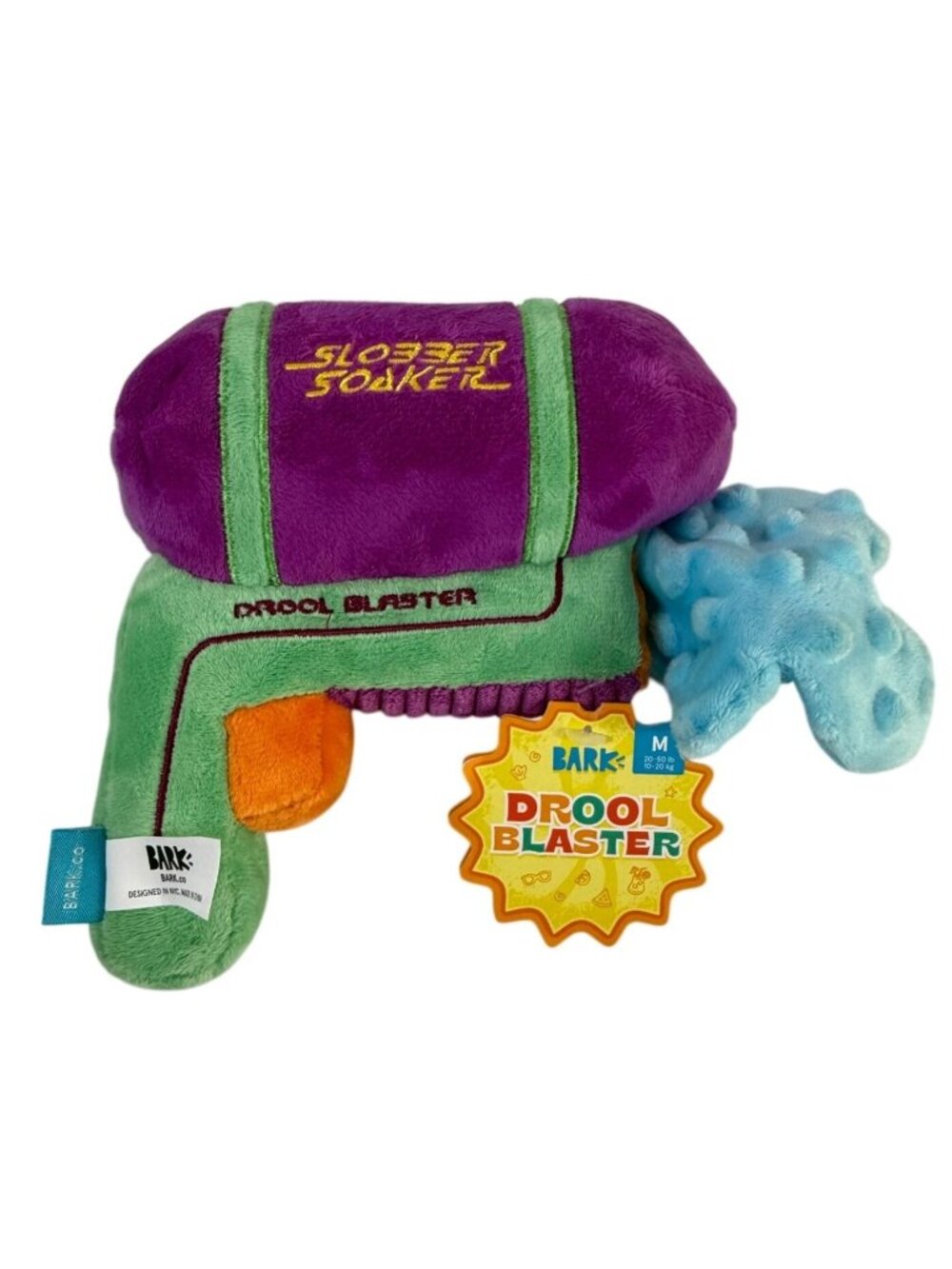 Bark Box Drool Blaster Slobber Soaker Plush Dog Toy Medium 20-50 Lb Green Purple